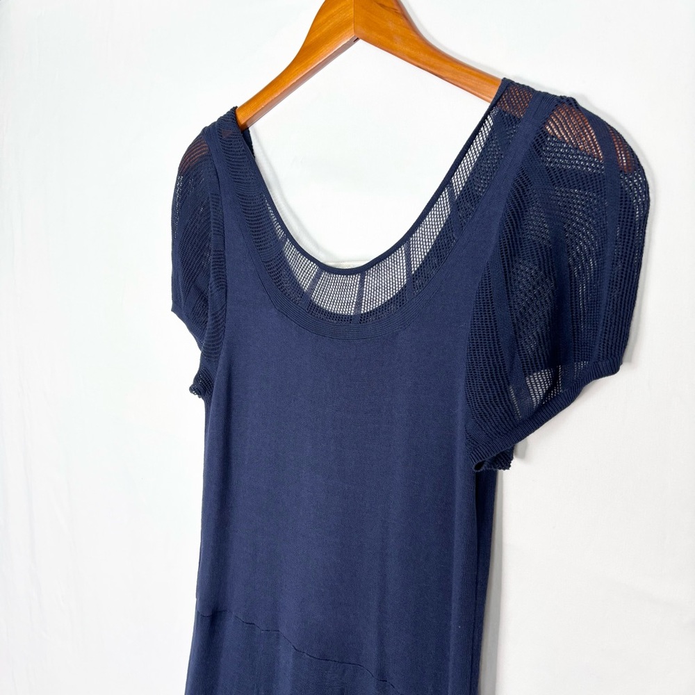 Anne Fontaine Midi Knit Short Sleeve Dress Navy Blue Size EUR 40/US‎ 8 - Picture 5 of 8